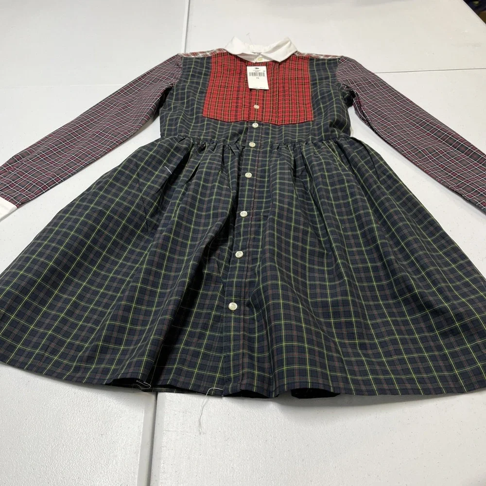 Polo Ralph Lauren Mixed Plaid Button Down Shirt Dress Size 16 Fit‎ Flare Preppy